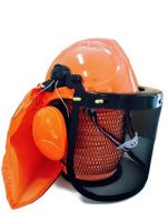 Chainsaw brushcutter NEW STYLE! safety helmet mesh visor earmuffs & SUN FLAP